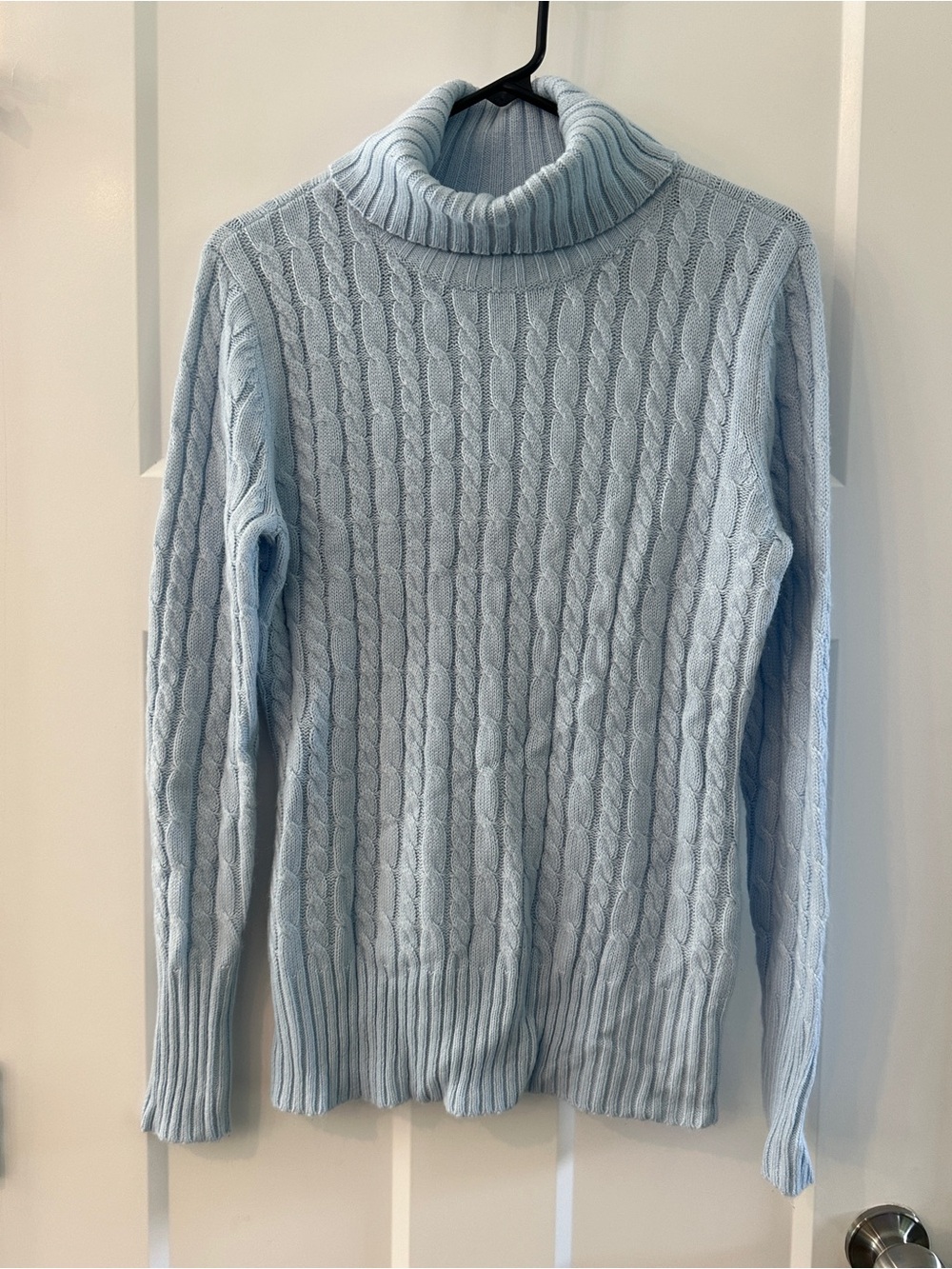 Light Blue Cable Knit Turtleneck Sweater New York and Company Size L Large